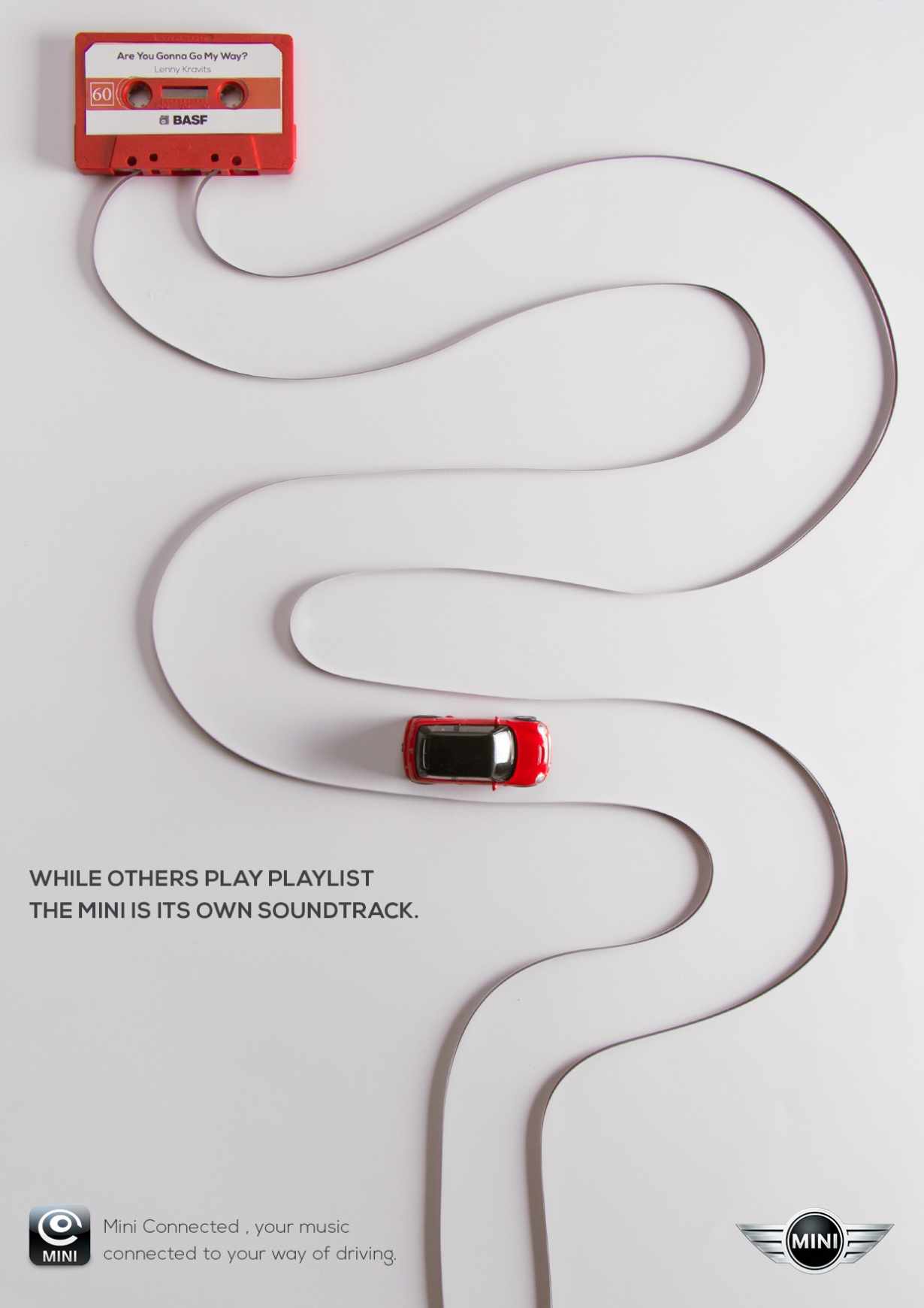 上海廣告設計公司分享——MINI汽車車載音樂平面廣告設計—磁帶廣告篇