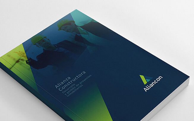 Aliancon 建筑公司字母A三角形品牌標志設計VI設計6-畫冊封面設計