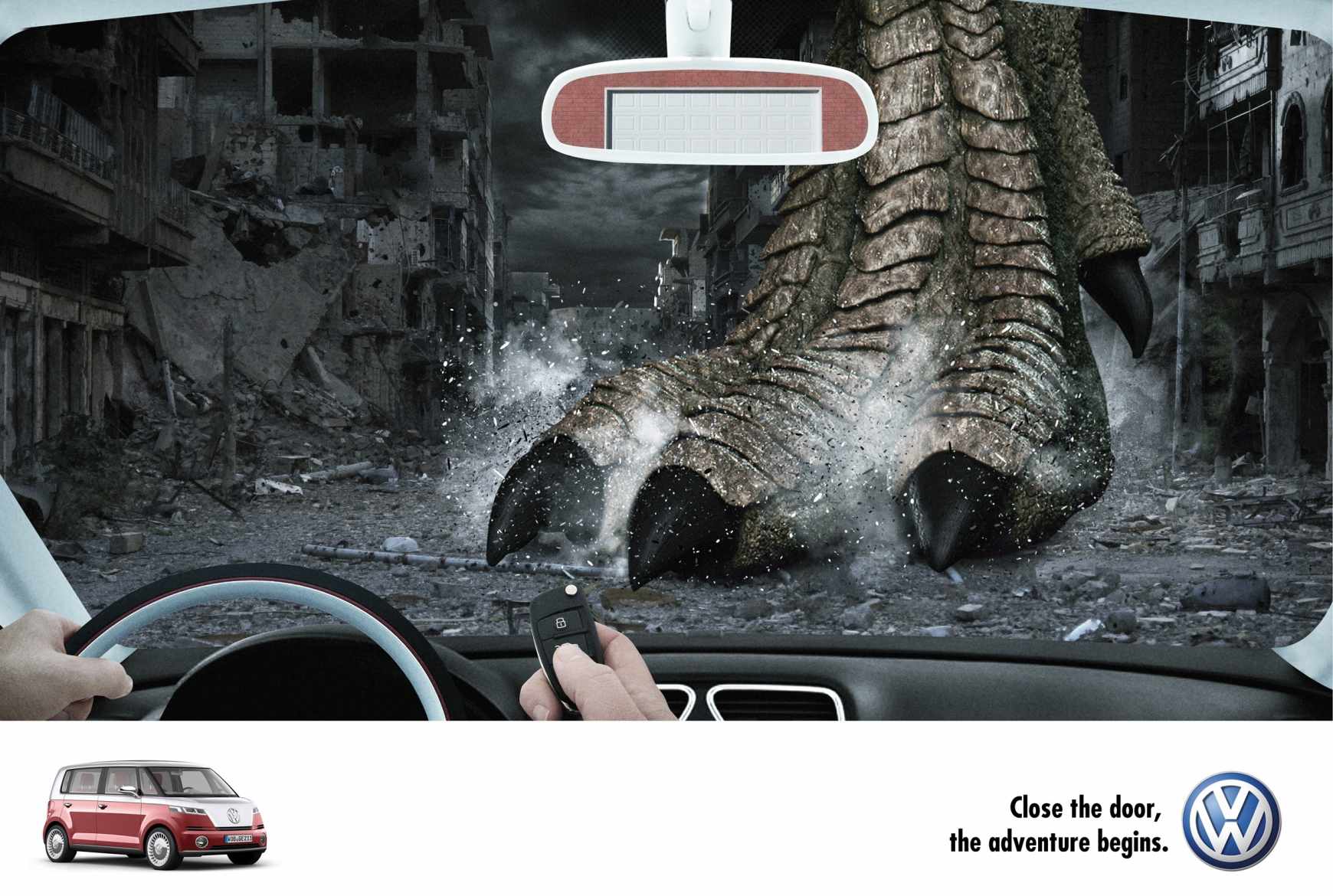 大眾汽車Bulli車型平面廣告—上海廣告設(shè)計公司—恐龍篇