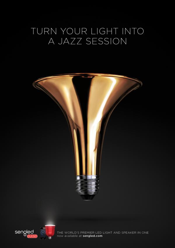 上海廣告設(shè)計(jì)公司分享Sengled PulseLED燈泡平面廣告創(chuàng)意設(shè)計(jì)2-喇叭篇