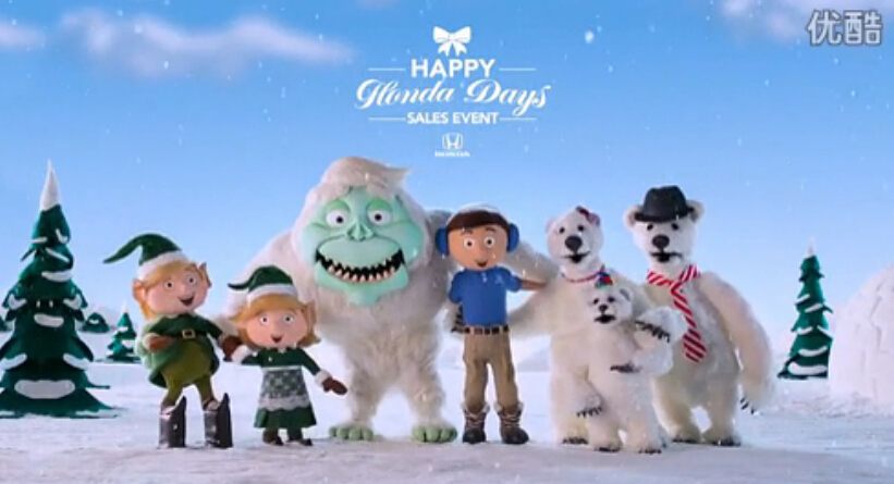 上海尚略廣告策劃公司分享：honda 本田經(jīng)銷商圣誕CRV車型促銷廣告-普通三廂車