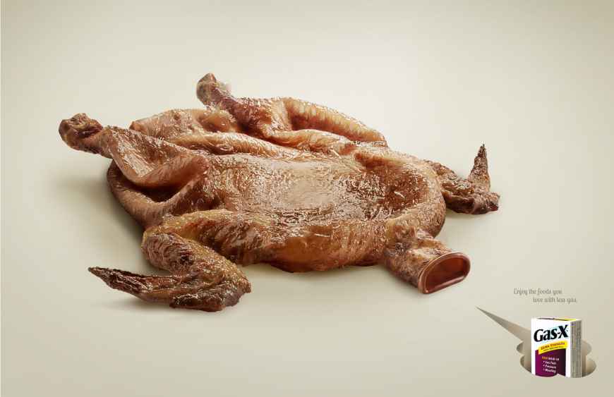 Gas-X藥品治療腹脹平面廣告創(chuàng)意設(shè)計(jì)（烤雞篇）——尚略中國品牌策劃與廣告設(shè)計(jì)公司