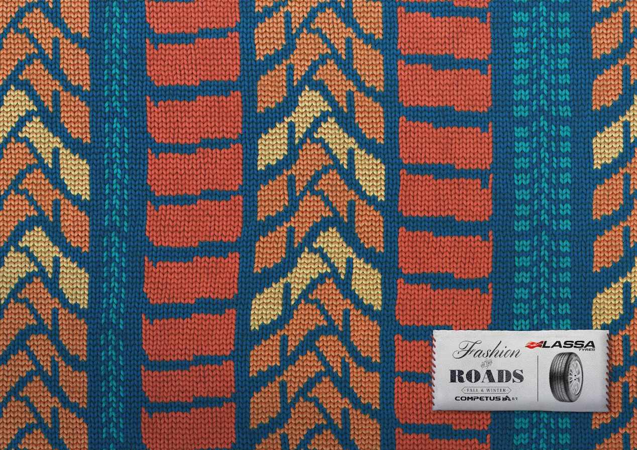 上海廣告設(shè)計(jì)公司廣告分享——國(guó)外Lassa Tyres拉沙輪胎平面廣告欣賞-圍巾效果廣告