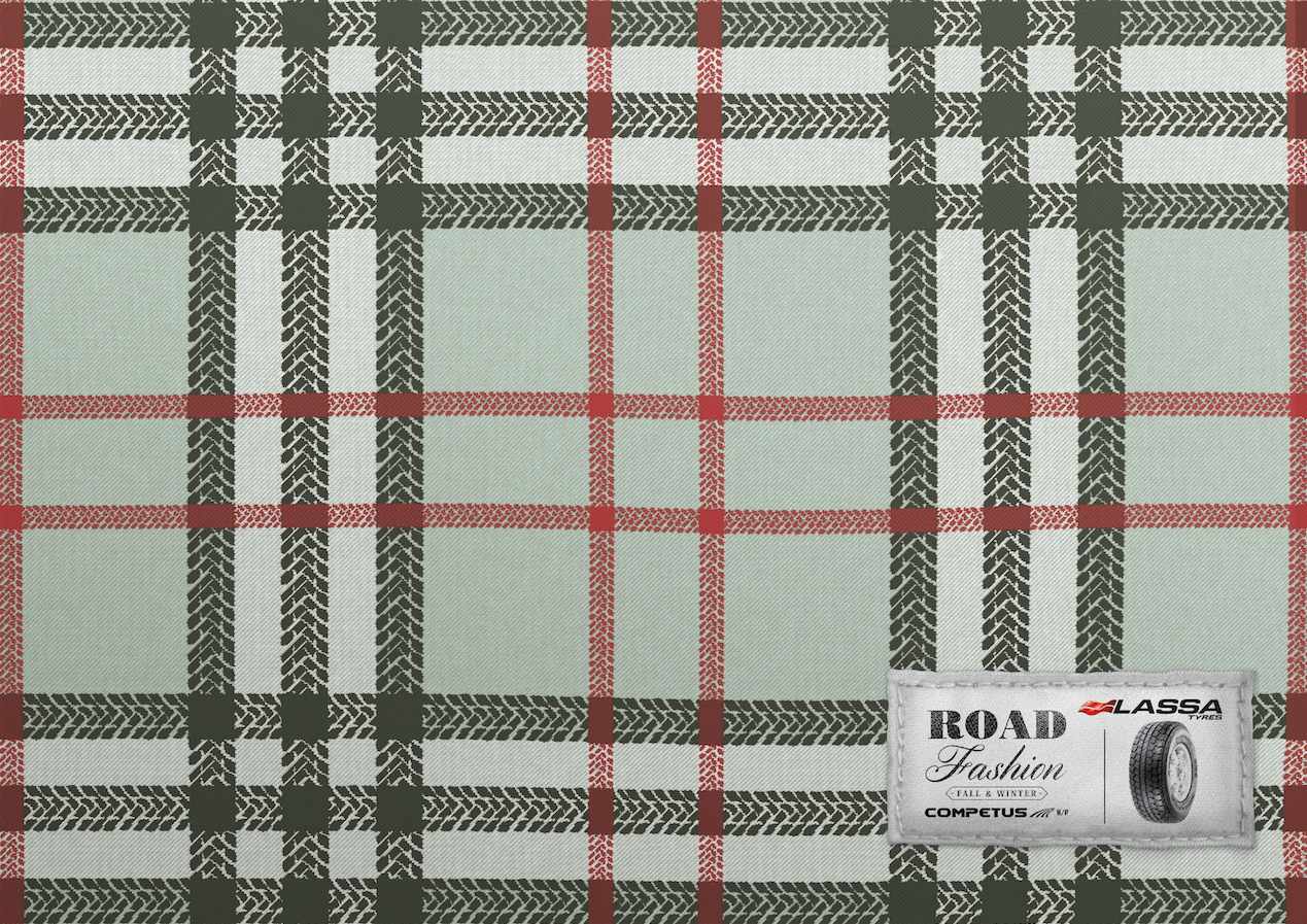 上海廣告設(shè)計(jì)公司廣告分享——國(guó)外Lassa Tyres拉沙輪胎平面廣告欣賞——圍巾效果廣告