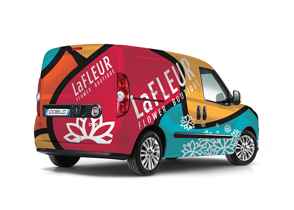 LaFLEUR flower 鮮花店鮮花電商品牌標(biāo)志設(shè)計(jì)——鮮花送貨車廣告設(shè)計(jì)