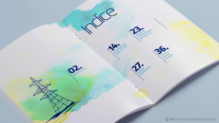 REN國際電力電網(wǎng)能源公司可持續(xù)發(fā)展清新水彩手繪企業(yè)宣傳畫冊設(shè)計2