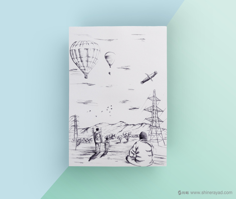 REN國際電力電網(wǎng)能源公司可持續(xù)發(fā)展清新水彩手繪企業(yè)宣傳畫冊設(shè)計-鉛筆手繪畫原圖1