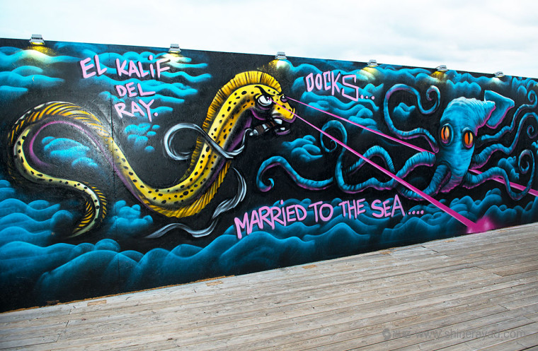 碼頭夜總會酒吧海洋生物文化墻壁紙插畫設(shè)計-海蛇-上海品牌設(shè)計公司商業(yè)插畫設(shè)計欣賞