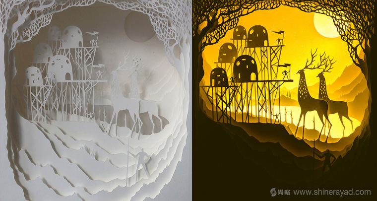 上海平面設(shè)計(jì)公司藝術(shù)修養(yǎng)：夢(mèng)幻上古世界剪紙疊加設(shè)計(jì)藝術(shù)插畫(huà)欣賞2