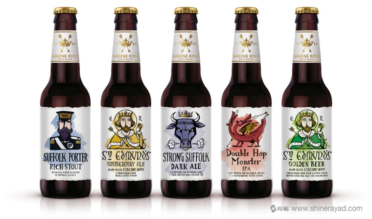 上海包裝設(shè)計公司國外設(shè)計欣賞：格林國王精釀啤酒包裝設(shè)計創(chuàng)意插畫設(shè)計版4