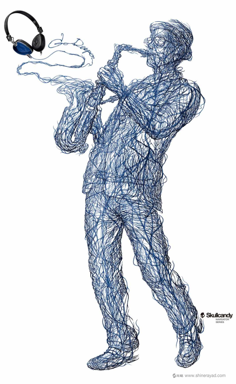 Skullcandy 運(yùn)動(dòng)耳機(jī)平面廣告創(chuàng)意設(shè)計(jì)-薩克斯篇-上海廣告設(shè)計(jì)公司2