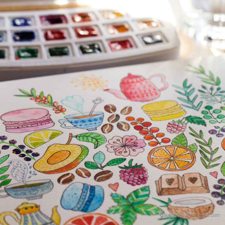 上海甜品包裝設(shè)計(jì)公司分享：Macarons手繪花卉插圖風(fēng)杏仁餅蛋糕糕點(diǎn)包裝設(shè)計(jì)5