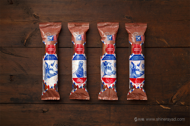 上海食品包裝設(shè)計(jì)公司設(shè)計(jì)鑒賞：俄羅斯KOJ牛肉豬肉雞肉類火腿腸包裝設(shè)計(jì)4