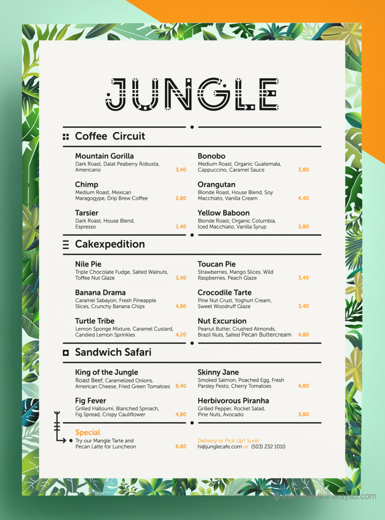 JUNGLE 叢林咖啡連鎖店品牌VI形象設(shè)計(jì)-菜單設(shè)計(jì)-上海品牌VI設(shè)計(jì)公司2