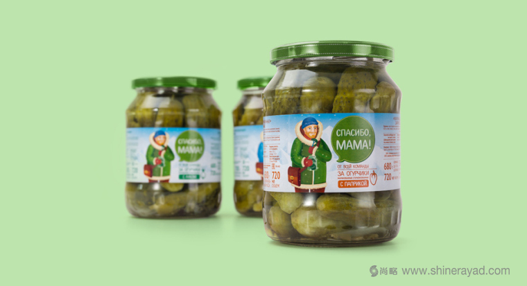 上海食品包裝設(shè)計(jì)公司分享手繪人物插圖風(fēng) мама 母親牌泡菜咸菜包裝設(shè)計(jì)-老奶奶版3