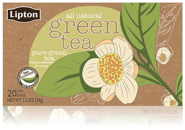 Lipton 立頓袋裝茶牛皮紙包裝設(shè)計(jì)-綠茶包裝設(shè)計(jì)