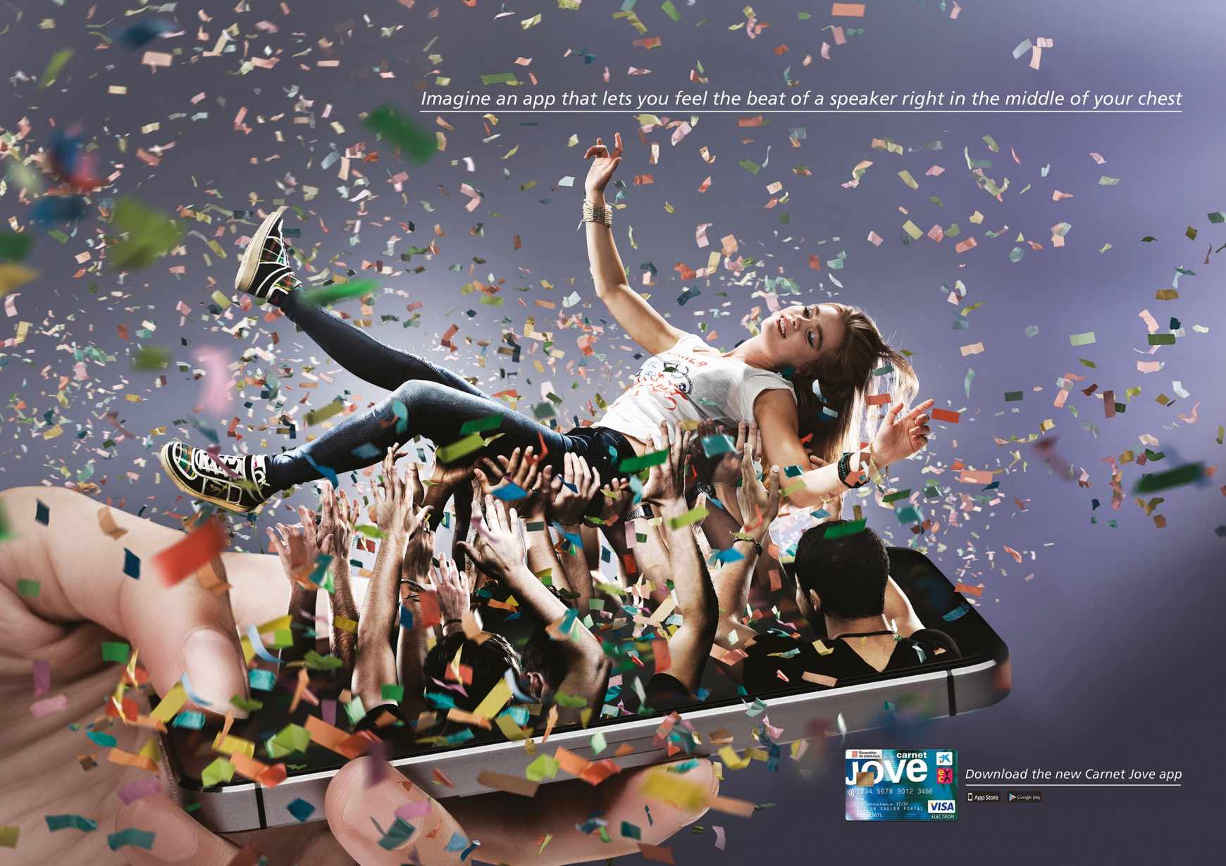 西班牙Carnet Jove銀行信用卡在線支付APP平面廣告創(chuàng)意設(shè)計-侍者篇