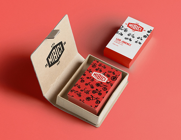 上海標志設計公司分享MIBICI 自行車運動協(xié)會標志設計與品牌形象設計2-名片及名片盒設計