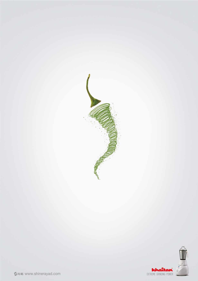 上海廣告設(shè)計(jì)公司設(shè)計(jì)欣賞：Khaitan 果蔬榨汁機(jī)平面廣告創(chuàng)意設(shè)計(jì)-辣椒篇
