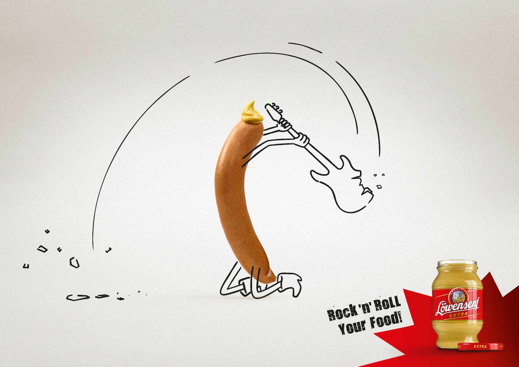 L?wensenf 芥末調(diào)味品線條人物篇平面廣告創(chuàng)意設(shè)計－上海廣告設(shè)計公司－小提琴音樂篇