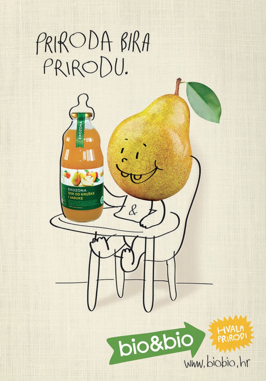 bio&bio 純天然果汁手繪稿海報(bào)廣告設(shè)計(jì)1－梨子－上海廣告設(shè)計(jì)公司