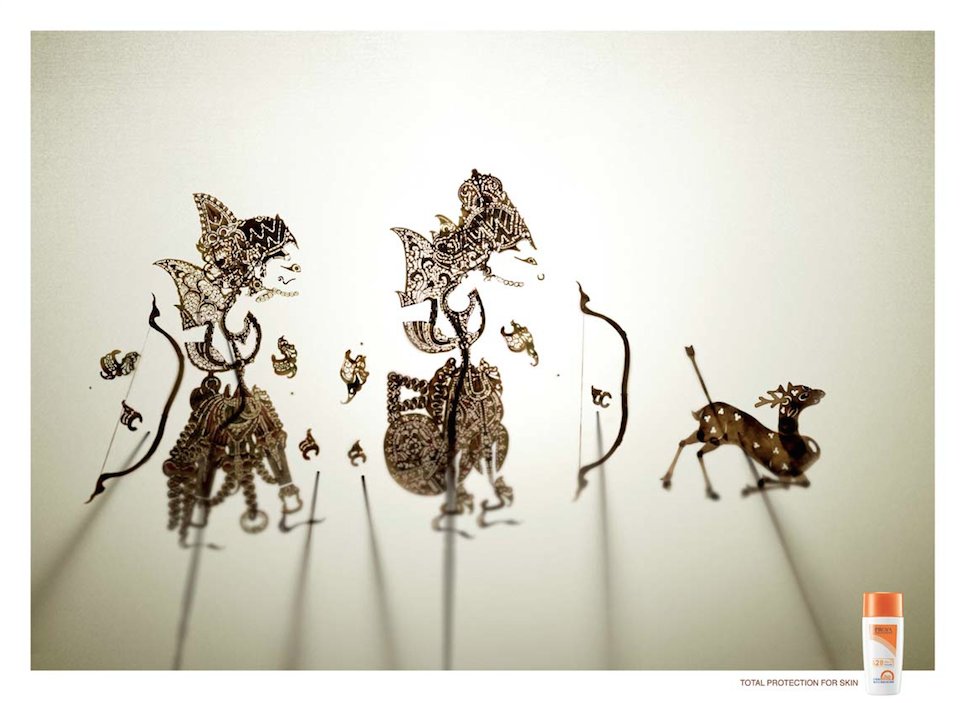 化妝品廣告—Proya Sunblock 珀萊雅防曬霜皮影篇平面廣告創(chuàng)意設(shè)計2