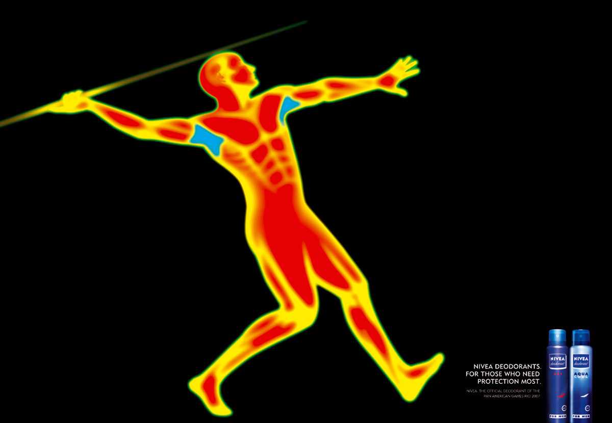 上海廣告設(shè)計(jì)公司國(guó)外廣告欣賞Nivea妮維雅止汗香體露化妝品平面廣告創(chuàng)意設(shè)計(jì)-標(biāo)槍運(yùn)動(dòng)篇