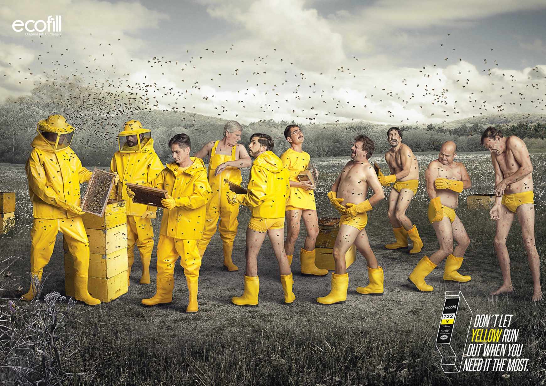 上海廣告設(shè)計公司分享：Ecofill打印機(jī)墨盒顏色篇平面廣告創(chuàng)意設(shè)計-黃色