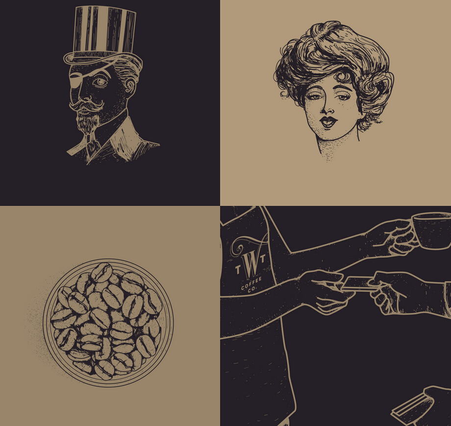 巴西Willow Tree 咖啡公司咖啡店連鎖店品牌VI形象設(shè)計(jì)5-輔助插圖設(shè)計(jì)