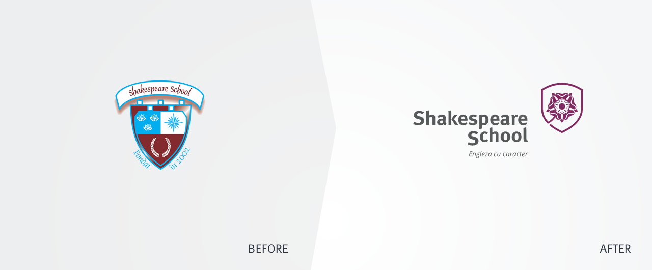 Shakespeare School莎士比亞外語學(xué)校標(biāo)志品牌形象再設(shè)計1-新舊標(biāo)志設(shè)計對比