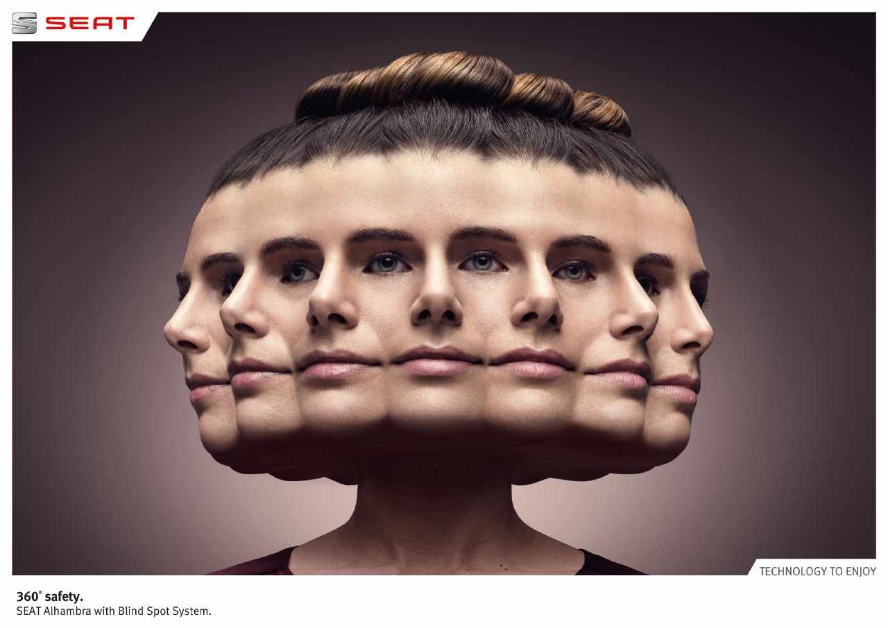 SEAT 汽車盲點系統(tǒng)平面創(chuàng)意廣告設計-女人篇