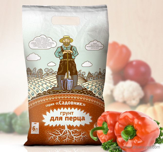 俄羅斯Садовник有機肥料包裝設(shè)計-上海包裝設(shè)計公司農(nóng)業(yè)物資包裝設(shè)計欣賞2-青椒化肥