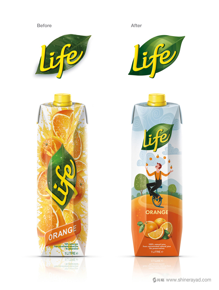 LIFE生命果汁新舊包裝設(shè)計(jì)對比-上海包裝設(shè)計(jì)公司尚略提供