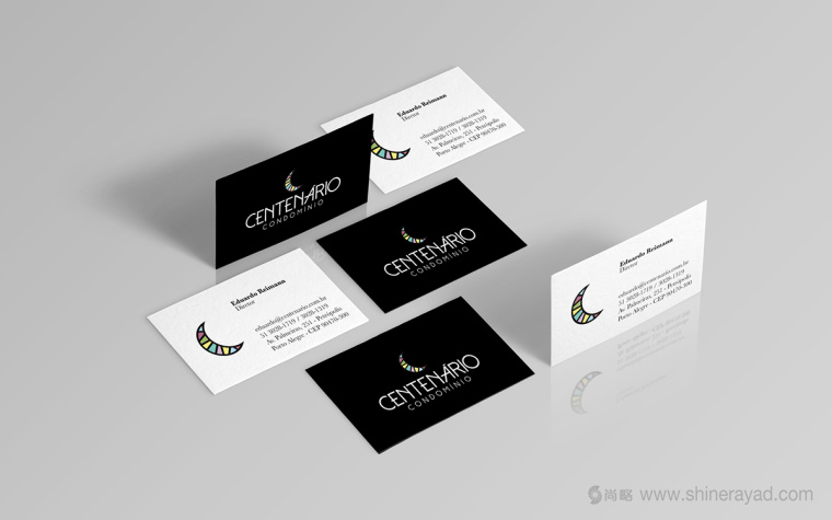 Centenário公寓地產(chǎn)月牙圖形標志設計-名片設計6