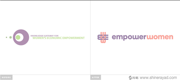公益機(jī)構(gòu)EmpowerWomen 婦女權(quán)益促進(jìn)會標(biāo)志設(shè)計-新舊標(biāo)志對比