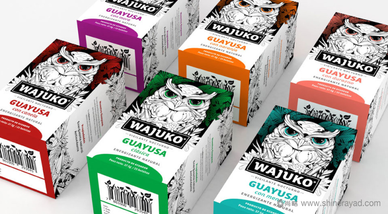 厄瓜多爾Wajuko 貓頭鷹插畫設(shè)計(jì)風(fēng)格茶葉包裝設(shè)計(jì)4