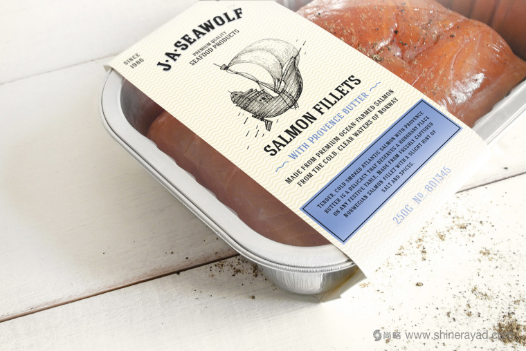 JASeawolf鮭魚(yú)片海鮮產(chǎn)品包裝設(shè)計(jì)（線條插畫(huà)風(fēng)格包裝設(shè)計(jì)）3
