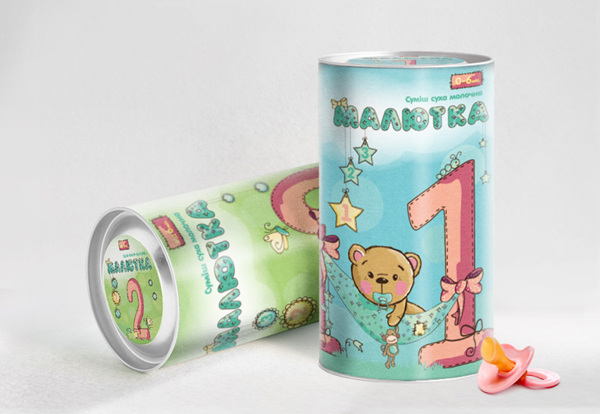 烏克蘭Малютка國外 嬰兒奶粉包裝設計1-小熊插畫設計