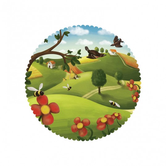 塞爾維亞Volim包裝風(fēng)景插畫設(shè)計-椴樹蜜插圖設(shè)計2