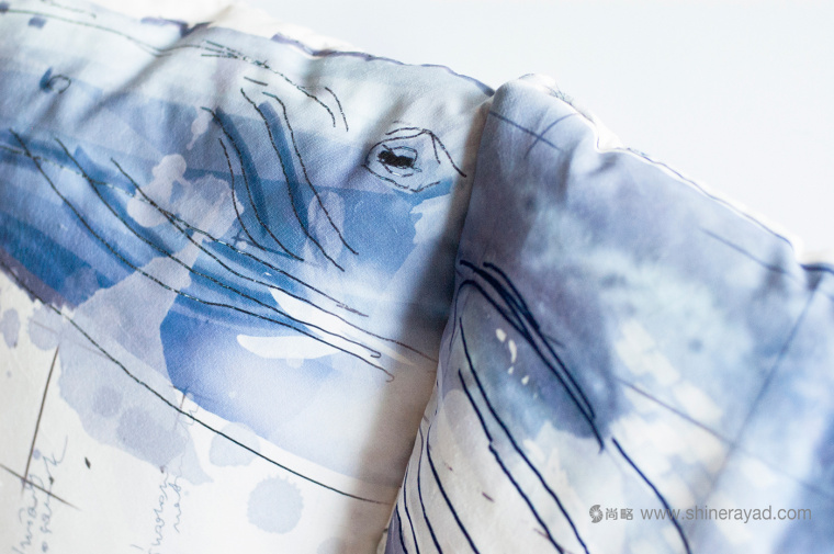 紡織品抱枕藍鯨水彩插畫設計-上海平面設計公司7