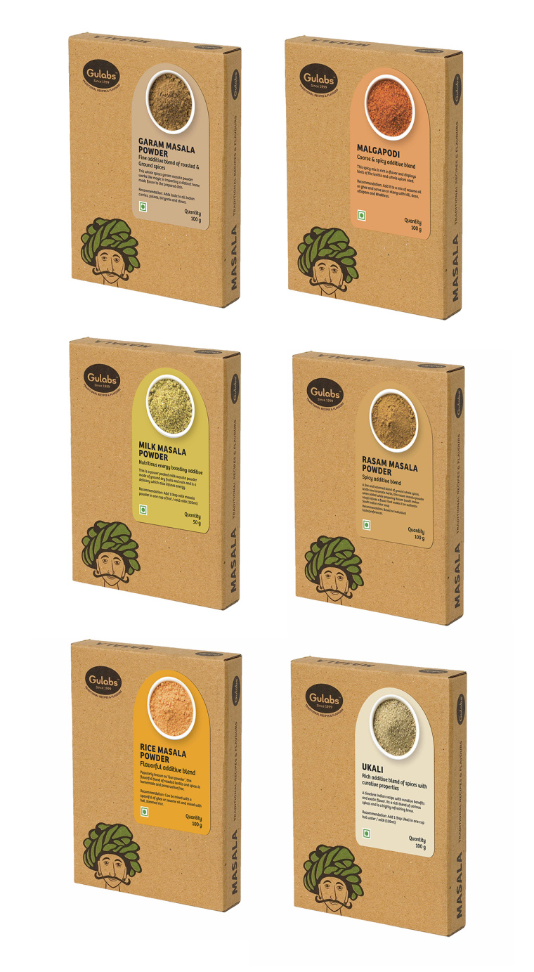 Gulabs 印度食品（零食，調(diào)味品和香料）瓦能紙簡約包裝設(shè)計(jì)-上海包裝設(shè)計(jì)公司3