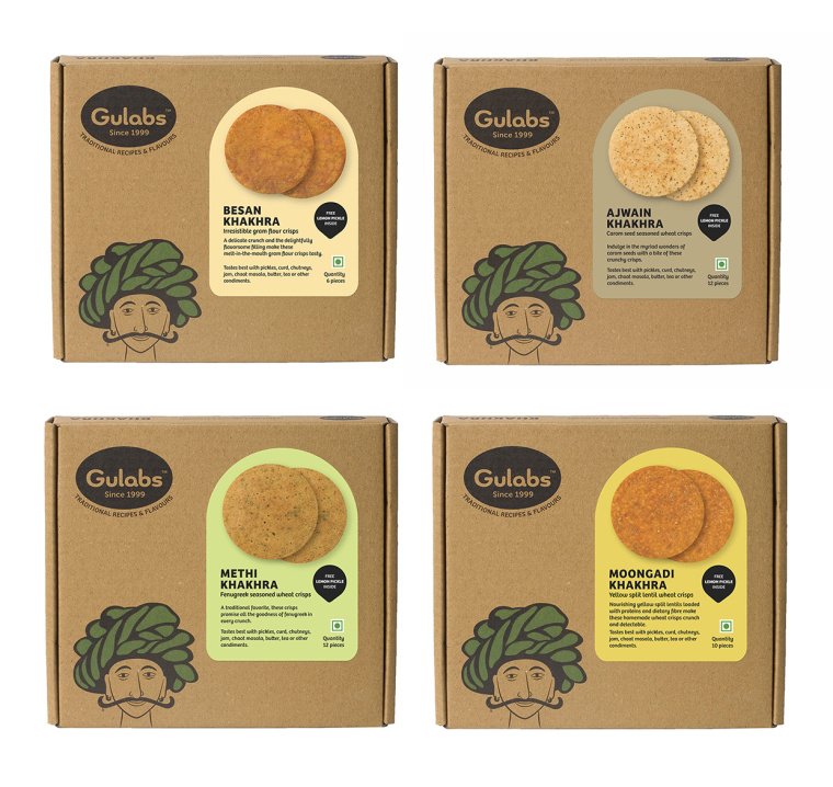 Gulabs 印度食品（零食，調(diào)味品和香料）瓦能紙簡約包裝設(shè)計(jì)-上海包裝設(shè)計(jì)公司2