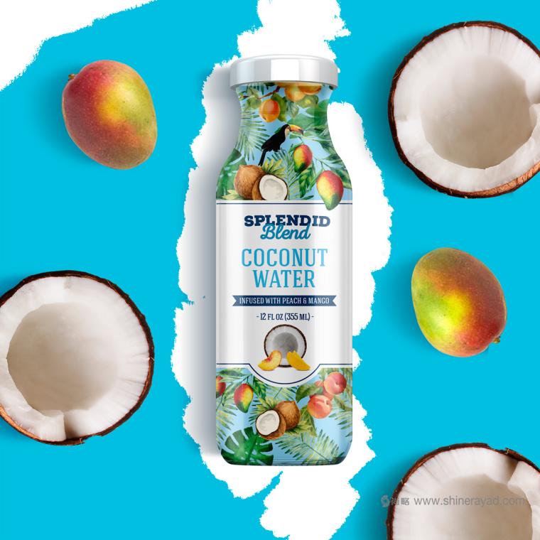 大面積水果插畫加留白版式的Splendid 果汁飲料包裝設(shè)計(jì)作品欣賞