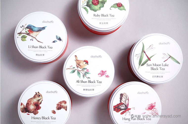 品香茶葉花鳥插畫風格紅茶系列包裝設計-上海包裝設計公司設計欣賞