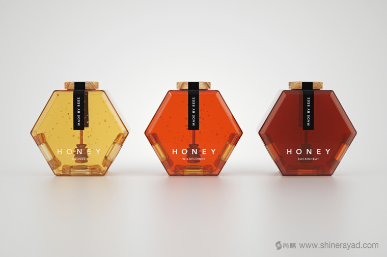 六角形造型設(shè)計Honey 蜂蜜產(chǎn)品瓶型設(shè)計包裝設(shè)計-上海食品包裝設(shè)計公司2