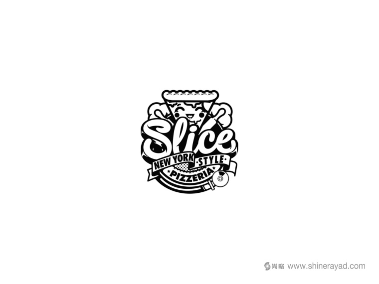 一個(gè)充滿食欲的卡通風(fēng)格slice pizzeria 披薩logo設(shè)計(jì)-上海logo設(shè)計(jì)公司4