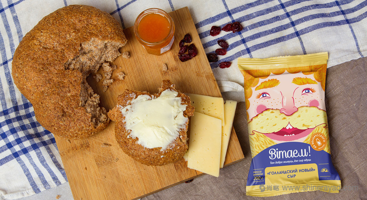 金色大胡子面孔插畫 CHEESE VITAYEM! 奶酪包裝設計-上海包裝設計公司4