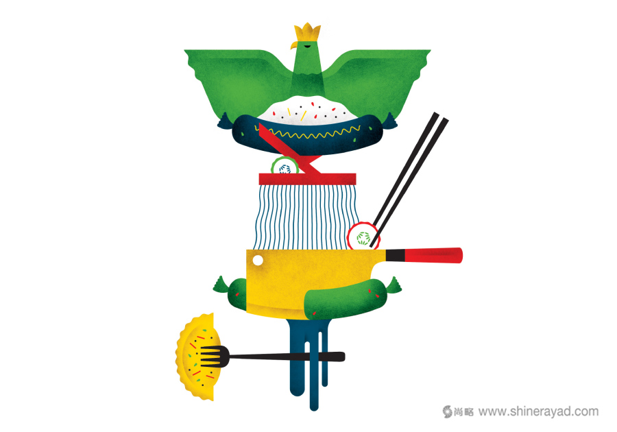 國(guó)外餐飲品牌形象設(shè)計(jì)案例欣賞——Kimski波蘭菜韓國(guó)料理融合菜餐廳餐飲品牌形象設(shè)計(jì)插畫設(shè)計(jì)2