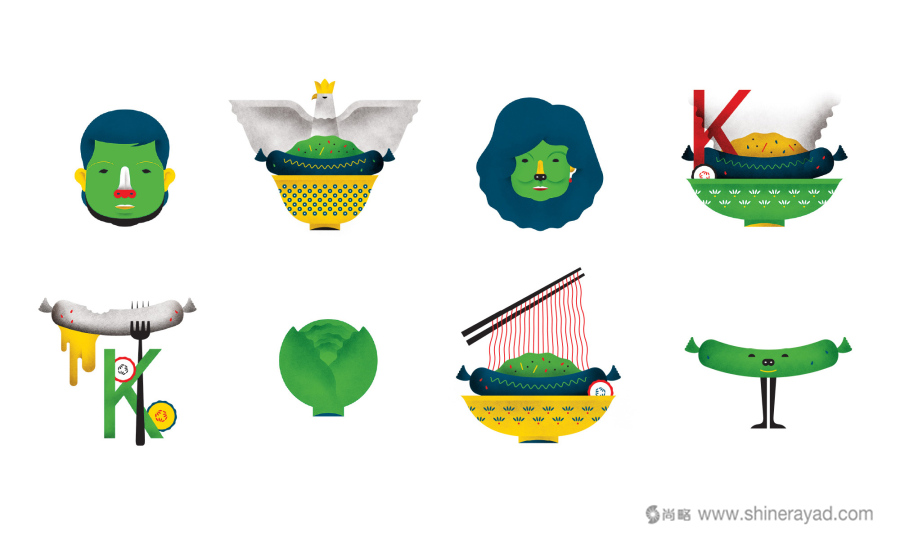 國(guó)外餐飲品牌形象設(shè)計(jì)案例欣賞——Kimski波蘭菜韓國(guó)料理融合菜餐廳餐飲品牌形象設(shè)計(jì)插畫設(shè)計(jì)4