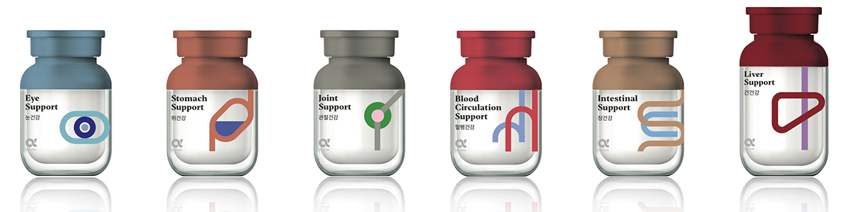 幾何人體器官圖標(biāo)風(fēng)格的KGK 營養(yǎng)保健品品牌包裝設(shè)計(jì)